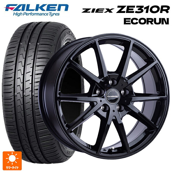 スバル フォレスター(SL系)用 225/55R18 98V ファルケン ジークス ZE310R エコラン 阿部商会 ユーロデザイン スウィンドン グロスブラック 新品サマータイヤホイール 4本セット