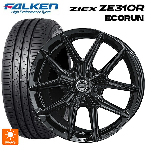215/45R17 91W XL ファルケン ジークス ZE310R エコラン 共豊 スマック アイジーテック グロスブラック 17-7J 国産車用 サマータイヤホイール4本セット