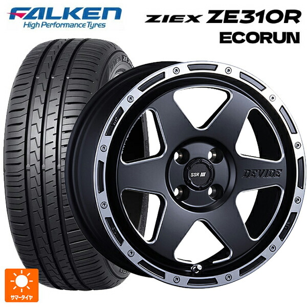 195/50R16 88V XL ファルケン ジークス ZE310R エコラン タナベ SSR ディバイド TR-6 フラットブラックポリッシュ 16-6.5J 国産車用 サマータイヤホイール4本セット