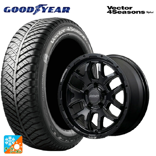 225/45R17 91H グッドイヤー ベクターフォーシーズンズ ハイブリッド レイズ チームデイトナ F6 ブースト ブラックエディション BOJ 17-8J 国産車用 オールシーズンタイヤホイール4本セット｜タイヤホイール専門店コニシタイヤ