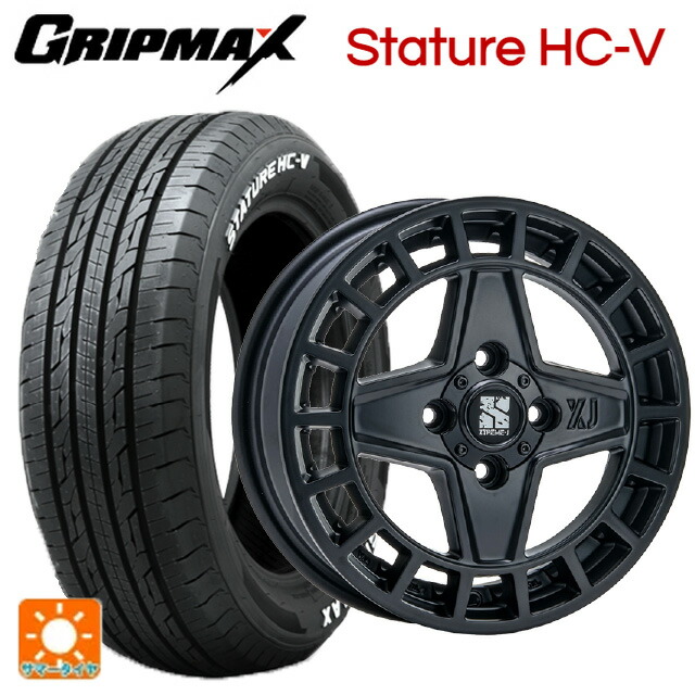145/80R12 80/78Q グリップマックス スタチャーHCV ホワイトレター エムエルジェイ エクストリームJ クアッド サテンブラック 12-4J 国産車用 サマータイヤホイール4本セット