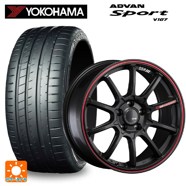 245/35R18 92Y XL ヨコハマ アドバンスポーツ V107 正規品 タナベ SSR GT V05 フラットブラック/レッドライン 18-8J 国産車用 サマータイヤホイール4本セット