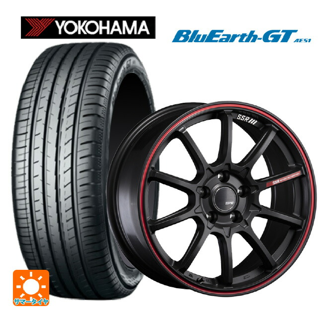205/45R17 88W XL ヨコハマ ブルーアースGT AE51 タナベ SSR GT V05 フラットブラック/レッドライン 17-7J 国産車用 サマータイヤホイール4本セット