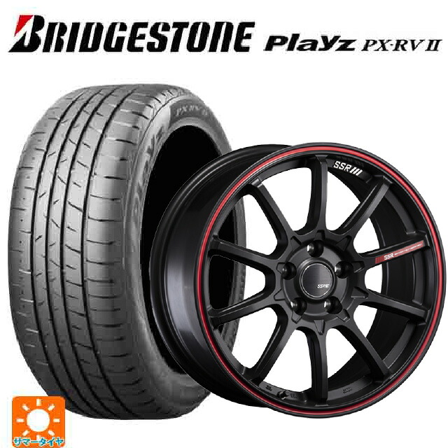 195/60R17 90H ブリヂストン プレイズ PX-RV2 正規品 タナベ SSR GT V05 フラットブラック/レッドライン 17-7J 国産車用 サマータイヤホイール4本セット