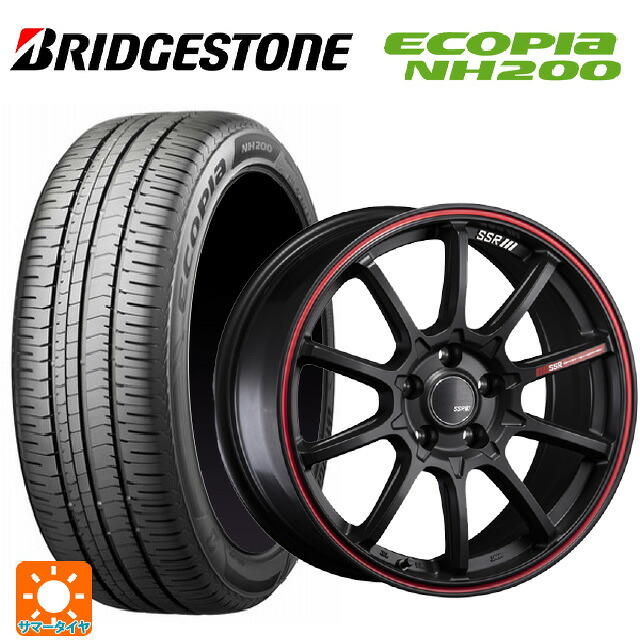195/60R17 90H ブリヂストン エコピア NH200 正規品 タナベ SSR GT V05 フラットブラック/レッドライン 17-7J 国産車用 サマータイヤホイール4本セット