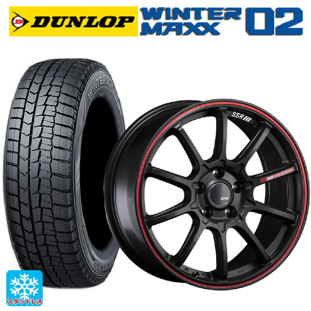 2024年製 225/55R17 97Q ダンロップ ウィンターマックス 02(WM02) # タナベ SSR GT V05 フラットブラック/レッドライン 17-7J 国産車用 スタッドレスタイヤホイール4本セット