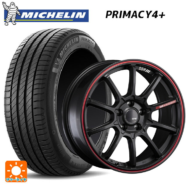 225/50R16 92W ミシュラン プライマシー4＋ 正規品 タナベ SSR GT V05 フラットブラック/レッドライン 16-6J 国産車用 サマータイヤホイール4本セット