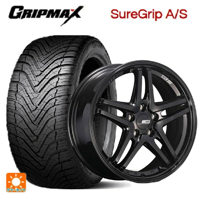 225/55R18 98W グリップマックス シュアグリップ A/S ブラックレター タナベ SSR GT V06 グロスブラック 18-8J 国産車用 オールシーズンタイヤホイール4本セット