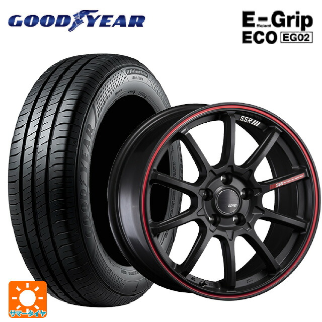 225/45R18 95W XL グッドイヤー エフィシェントグリップ エコ EG02 タナベ SSR GT V05 フラットブラック/レッドライン 18-7.5J 国産車用 サマータイヤホイール4本セット｜タイヤホイール専門店コニシタイヤ