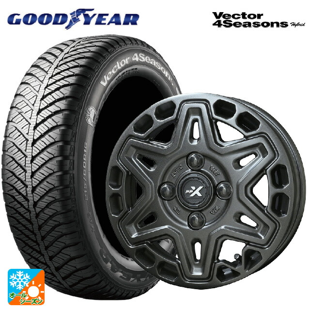 165/55R15 75H グッドイヤー ベクターフォーシーズンズ ハイブリッド 共豊 PPX MK6 ステルスグレーメタリック 15-4.5J 国産車用 オールシーズンタイヤホイール4本セット