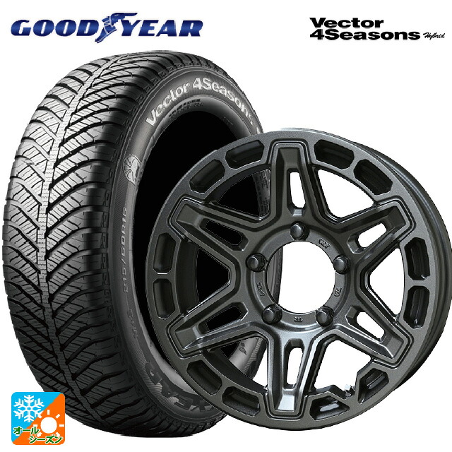 215/65R16 98H グッドイヤー ベクターフォーシーズンズ ハイブリッド 共豊 PPX MK6 ステルスグレーメタリック 16-6J 国産車用 オールシーズンタイヤホイール4本セット
