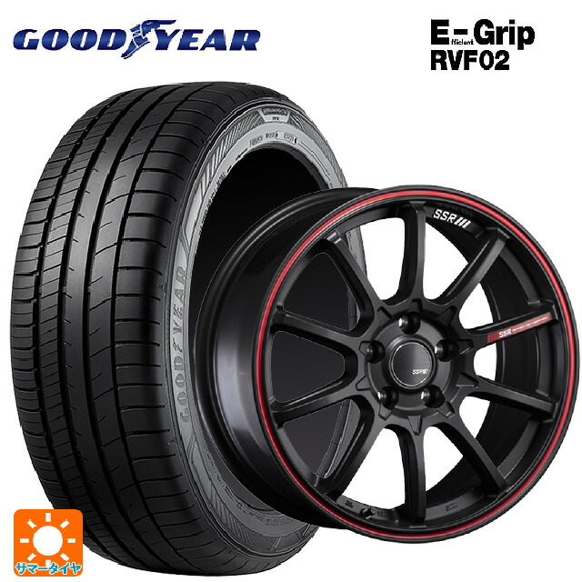 185/55R16 83V グッドイヤー エフィシェントグリップ RVF02 タナベ SSR GT V05 フラットブラック/レッドライン 16-6J 国産車用 サマータイヤホイール4本セット
