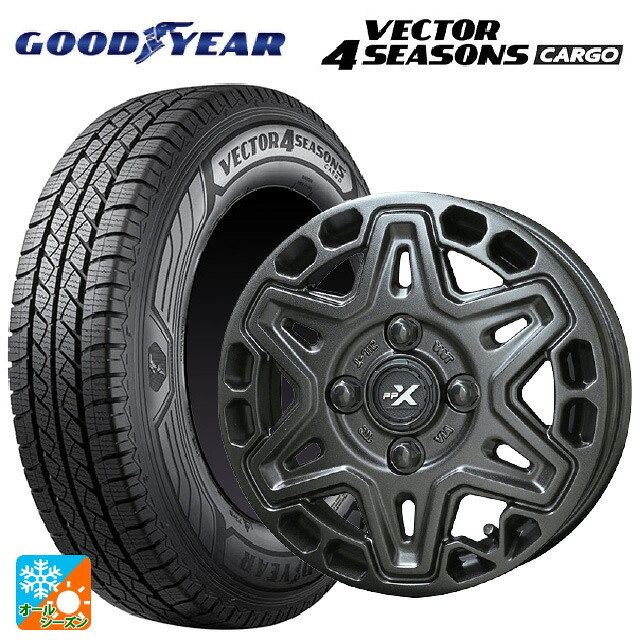 145/80R12 80/78N グッドイヤー ベクター4シーズンズ カーゴ 共豊 PPX MK6 ステルスグレーメタリック 12-3.5J 国産車用 オールシーズンタイヤホイール4本セット｜タイヤホイール専門店コニシタイヤ