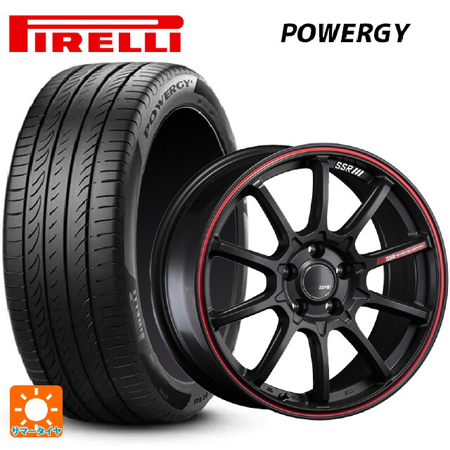 195/60R17 90H ピレリ パワジー 正規品 タナベ SSR GT V05 フラットブラック/レッドライン 17-7J 国産車用 サマータイヤホイール4本セット