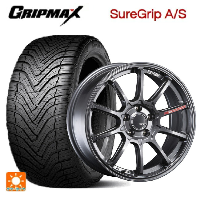 225/55R18 98W グリップマックス シュアグリップ A/S ブラックレター タナベ SSR GT V05 グラファイトガンメタ 18-8J 国産車用 オールシーズンタイヤホイール4本セット