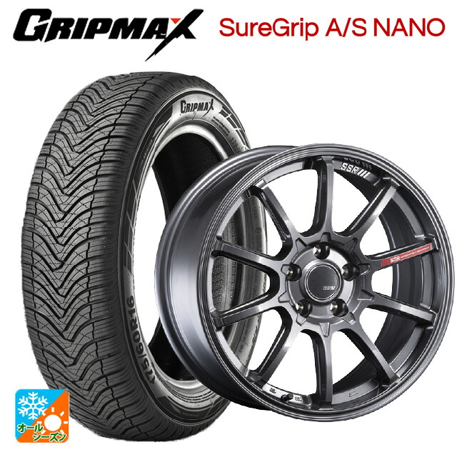 175/60R16 86V XL グリップマックス シュアグリップ A/S ナノ ブラックレター タナベ SSR GT V05 グラファイトガンメタ 16-6J 国産車用 オールシーズンタイヤホイール4本セット