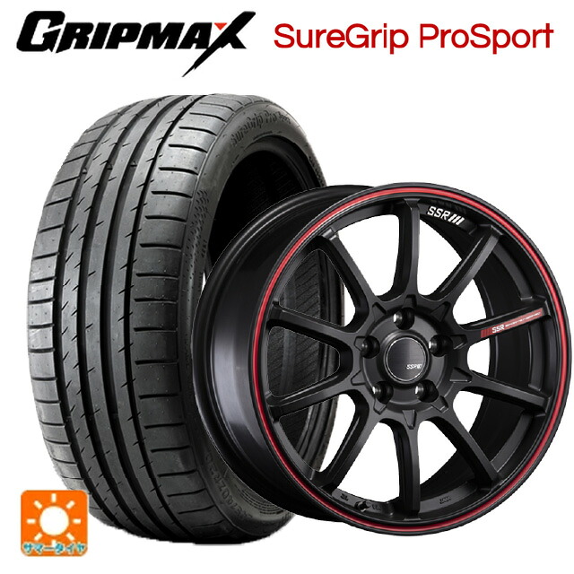 245/40R19 98Y XL グリップマックス シュアグリップ プロスポーツ ブラックレター タナベ SSR GT V05 フラットブラック/レッドライン 19-8J 国産車用 サマータイヤホイール4本セット｜タイヤホイール専門店コニシタイヤ