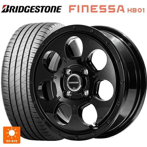 165/50R15 73V ブリヂストン フィネッサ HB01 正規品 # エムアイディー MIDホイール マッドエージェント セミグロスブラック 15-4.5J 国産車用 サマータイヤホイール4本セット