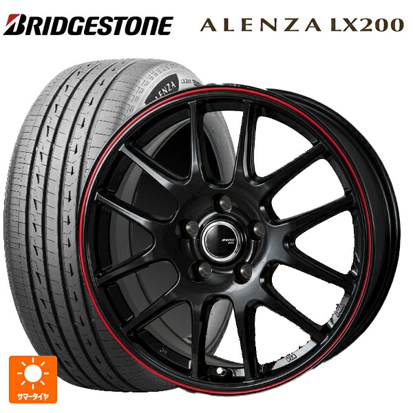 225/65R17 102H ブリヂストン アレンザLX200 正規品 # ジャパン三陽 ジェイピースタイル ジェファ パールブラック/レッドライン 17-7J 国産車用 サマータイヤホイール4本セット