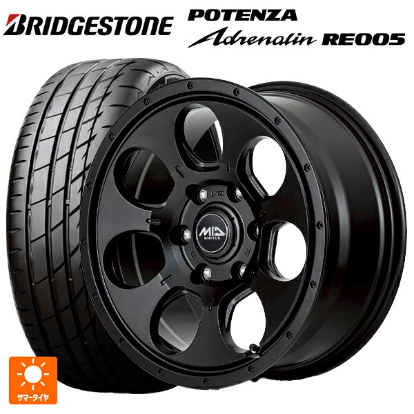スズキ スイフトスポーツ(ZC33S)用 205/50R16 91W XL ブリヂストン ポテンザ アドレナリン RE005 正規品 エムアイディー MIDホイール マッドエージェント セミグロスブラック 新品サマータイヤホイール 4本セット