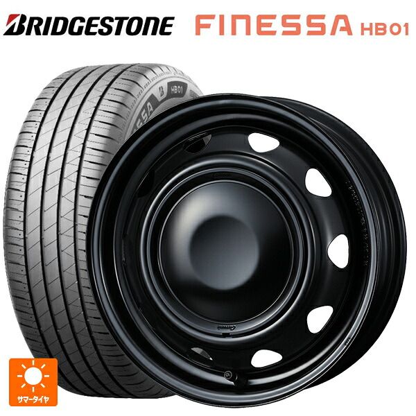 スズキ ハスラー(MR52/92S)用 165/65R14 79S ブリヂストン フィネッサ HB01 正規品 # ウェッズ ネオキャロ スチールホイール セミマットブラック+ブラックキャップ 新品サマータイヤホイール 4本セット