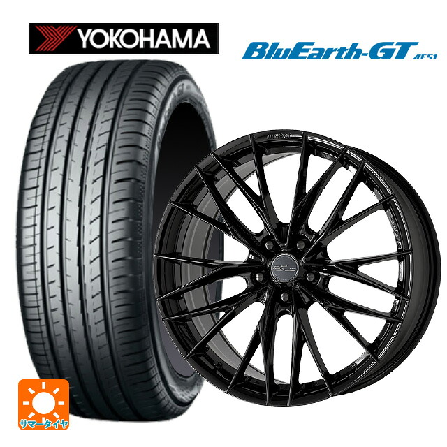 225/40R19 93W XL ヨコハマ ブルーアースGT AE51 ワーク シュヴァート ブルネン LX BLK 19-8J 国産車用 サマータイヤホイール4本セット