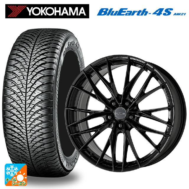 225/50R18 99W XL ヨコハマ ブルーアース4S AW21 # ワーク シュヴァート ブルネン LX BLK 18-7.5J 国産車用 オールシーズンタイヤホイール4本セット