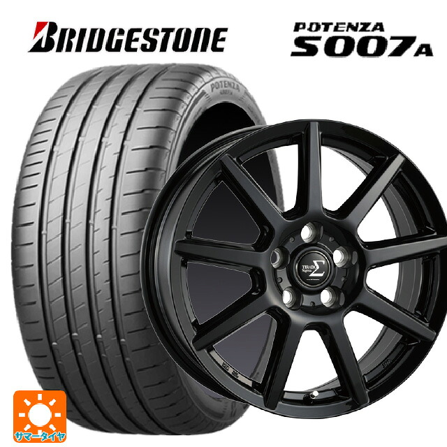 225/50R16 96W XL ブリヂストン ポテンザ S007A 正規品 阿部商会 ラ・ストラーダ ティラード シグマ グロスブラック 16-6J 国産車用 サマータイヤホイール4本セット|タイヤホイール専門店コニシタイヤ