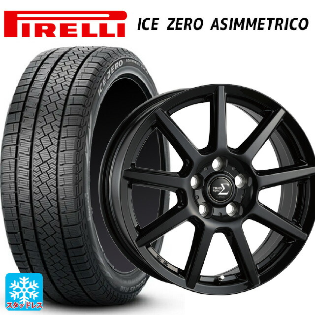215/65R16 98T ピレリ アイスゼロ アシンメトリコ 正規品 # 阿部商会 ラ･ストラーダ ティラード シグマ グロスブラック 16-6J 国産車用 スタッドレスタイヤホイール4本セット