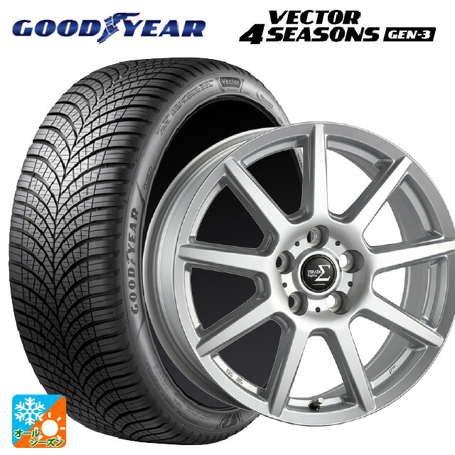225/55R18 102W XL グッドイヤー ベクター4シーズンズ ジェン3 阿部商会 ラ･ストラーダ ティラード シグマ シルバー 18-7.5J 国産車用 オールシーズンタイヤホイール4本セット