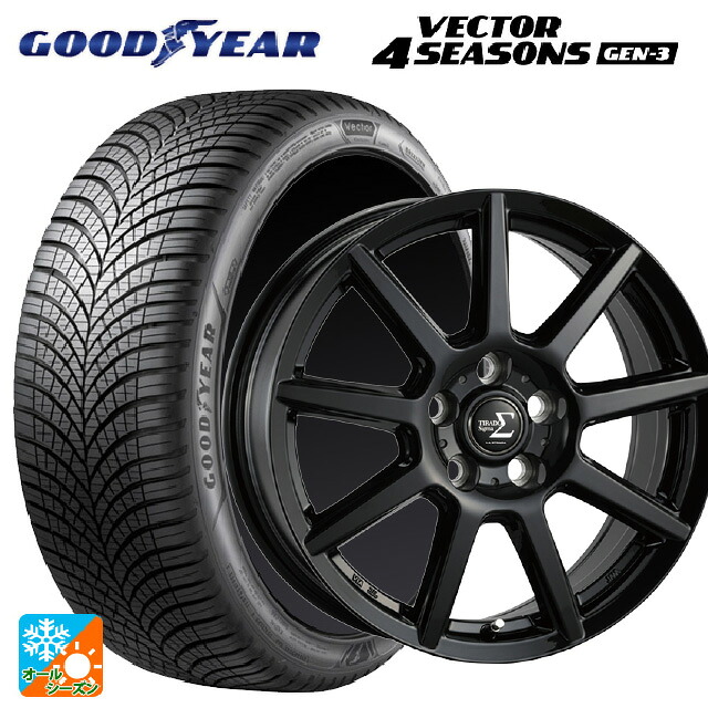 195/60R16 93V XL グッドイヤー ベクター4シーズンズ ジェン3 阿部商会 ラ･ストラーダ ティラード シグマ グロスブラック 16-6J 国産車用 オールシーズンタイヤホイール4本セット