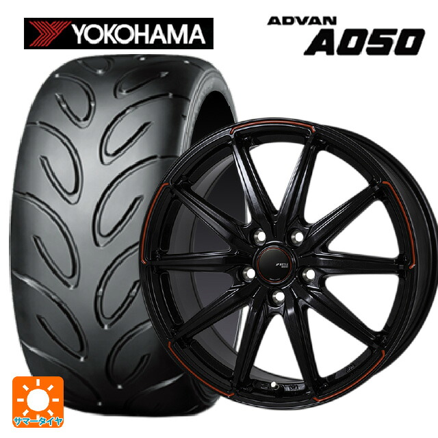 225/40R18 88W ヨコハマ アドバン A050 コンパウンド M 正規品 ジャパン三陽 ジェイピースタイル R55 パールブラック/レッドティント 18-7.5J 国産車用 サマータイヤホイール4本セット