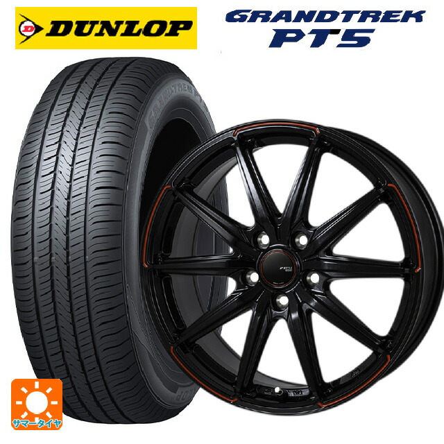 トヨタ bZ4X(11/15系)用 235/60R18 107V ダンロップ グラントレックPT5 ジャパン三陽 ジェイピースタイル R55 パールブラック/レッドティント 新品サマータイヤホイール 4本セット