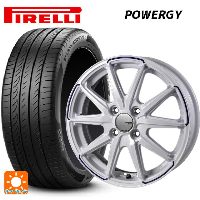 195/55R15 85V ピレリ パワジー 正規品 ジャパン三陽 ジェイピースタイル R55 グロスホワイト/ブルーティント 15-5.5J 国産車用 サマータイヤホイール4本セット