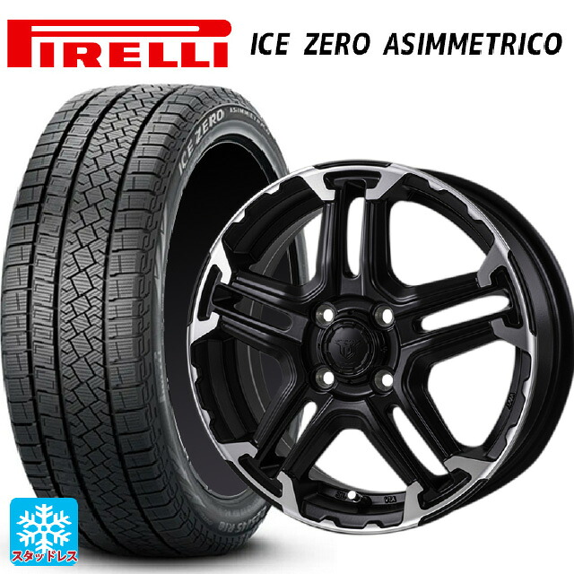 185/65R15 92T XL ピレリ アイスゼロ アシンメトリコ 正規品 # ジャパン三陽 ジェイピースタイル エムジェイ トレイル サテンブック/ポリッシュ 15-5.5J 国産車用 スタッドレスタイヤホイール4本セット