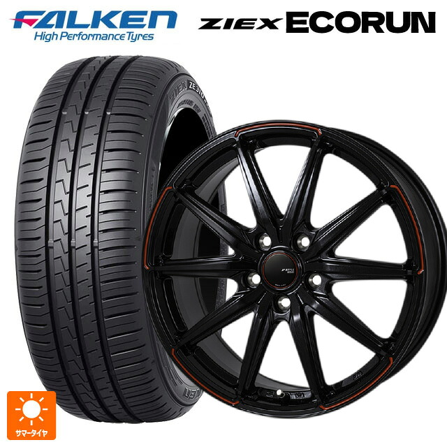 225/45R18 95W XL ファルケン ジークス ZE310R エコラン ジャパン三陽 ジェイピースタイル R55 パールブラック/レッドティント 18-7.5J 国産車用 サマータイヤホイール4本セット|タイヤホイール専門店コニシタイヤ
