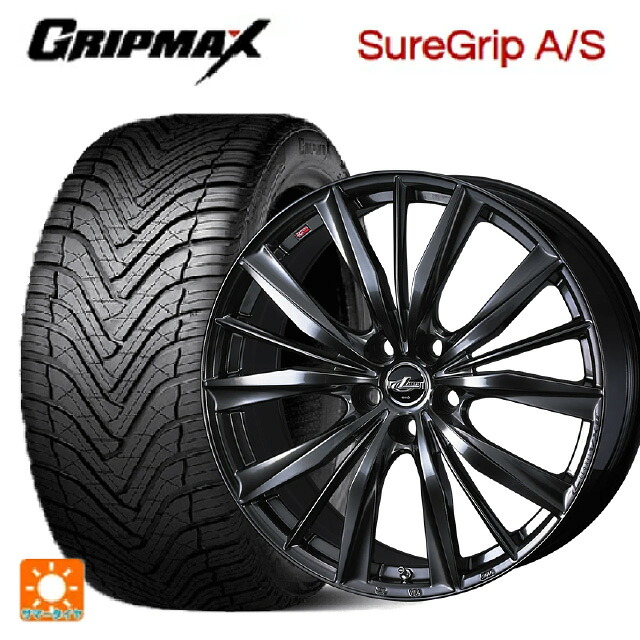 225/45R19 96W XL グリップマックス シュアグリップ A/S ブラックレター ウェッズ レオニス VX2 クラシカルガンメタ 19-8J 国産車用 オールシーズンタイヤホイール4本セット