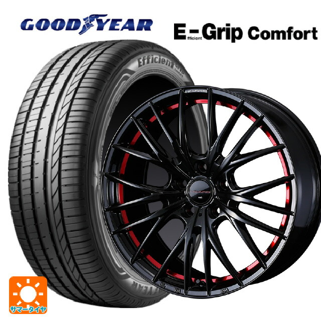 215/50R17 95V XL グッドイヤー エフィシェントグリップ コンフォート ウェッズ ノヴァリス ローグ QR BK/RED 17-7J 国産車用 サマータイヤホイール4本セット