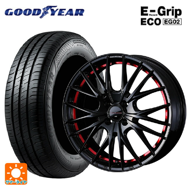 165/50R16 75V グッドイヤー エフィシェントグリップ エコ EG02 ウェッズ ノヴァリス ローグ QR BK/RED 16-5J 国産車用 サマータイヤホイール4本セット｜タイヤホイール専門店コニシタイヤ 71,539円