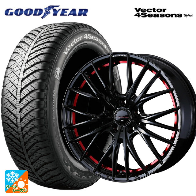 205/50R17 93H XL グッドイヤー ベクターフォーシーズンズ ハイブリッド ウェッズ ノヴァリス ローグ QR BK/RED 17-7J 国産車用 オールシーズンタイヤホイール4本セット