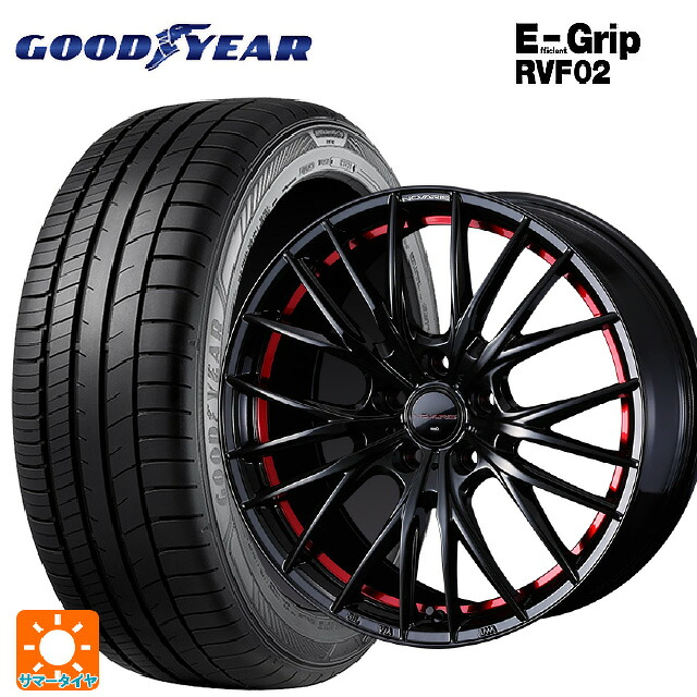 195/65R15 91H グッドイヤー エフィシェントグリップ RVF02 ウェッズ ノヴァリス ローグ QR BK/RED 15-6J 国産車用 サマータイヤホイール4本セット