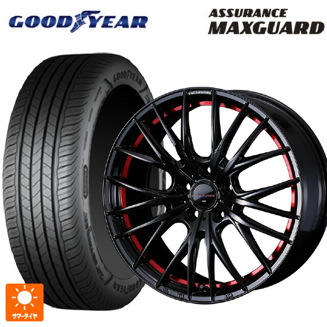 245/40R18 93W グッドイヤー アシュアランス マックスガード ウェッズ ノヴァリス ローグ QR BK/RED 18-7.5J 国産車用 サマータイヤホイール4本セット