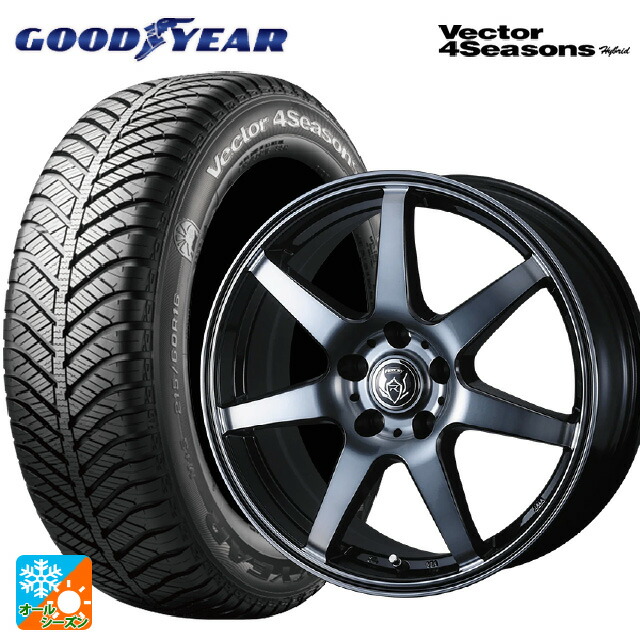 225/45R18 91H グッドイヤー ベクターフォーシーズンズ ハイブリッド ウェッズ ライツレー KW BKP 18-7.5J 国産車用 オールシーズンタイヤホイール4本セット