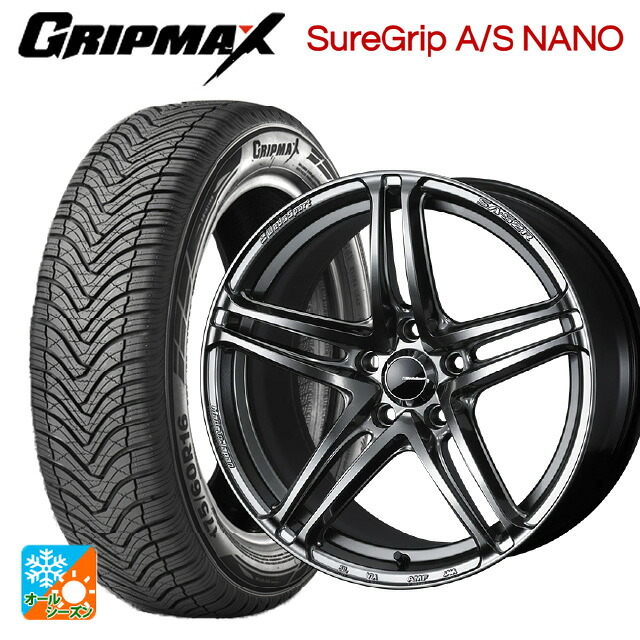225/65R17 106V XL グリップマックス シュアグリップ A/S ナノ ブラックレター ウェッズ ウェッズスポーツ SA 52R PSB 17-7J 国産車用 オールシーズンタイヤホイール4本セット