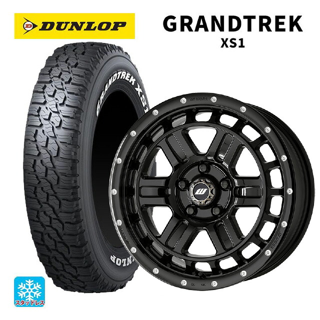 2024年製 215/70R16 100/97N ダンロップ グラントレックXS1 ホワイトレター # ワーク クラッグ ティーグラビック エムシープラス BLKPM 16-7J 国産車用 スタッドレスタイヤホイール4本セット