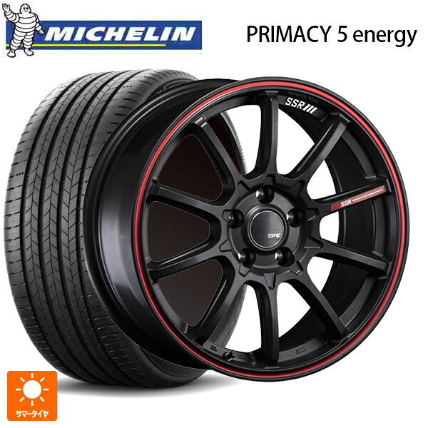 225/45R18 95W XL ミシュラン 正規品 プライマシー5 エナジー タナベ SSR GT V05 フラットブラック/レッドライン 18-8J 国産車用 サマータイヤホイール4本セット｜タイヤホイール専門店コニシタイヤ