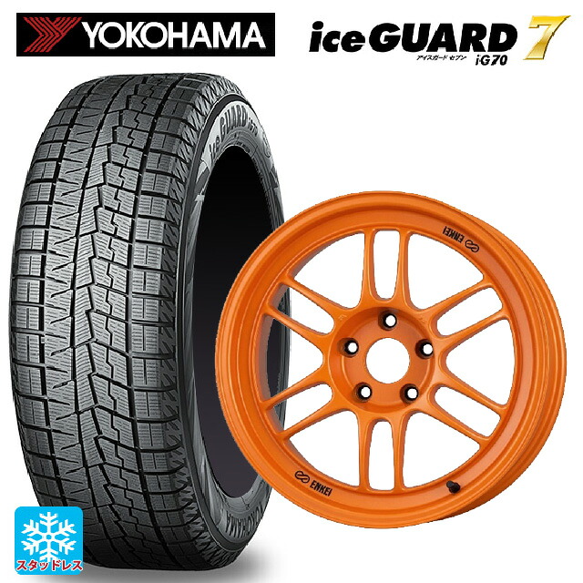 245/50R18 104Q ヨコハマ アイスガード7(IG70) エンケイ レーシング RPF1 グロスブラックxパパイヤイエロー 18-8.5J 国産車用 スタッドレスタイヤホイール4本セット