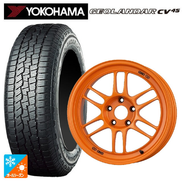 235/60R18 107V XL ヨコハマ ジオランダー CV 4S G061 正規品 エンケイ レーシング RPF1 グロスブラックxパパイヤイエロー 18-8.5J 国産車用 オールシーズンタイヤホイール4本セット