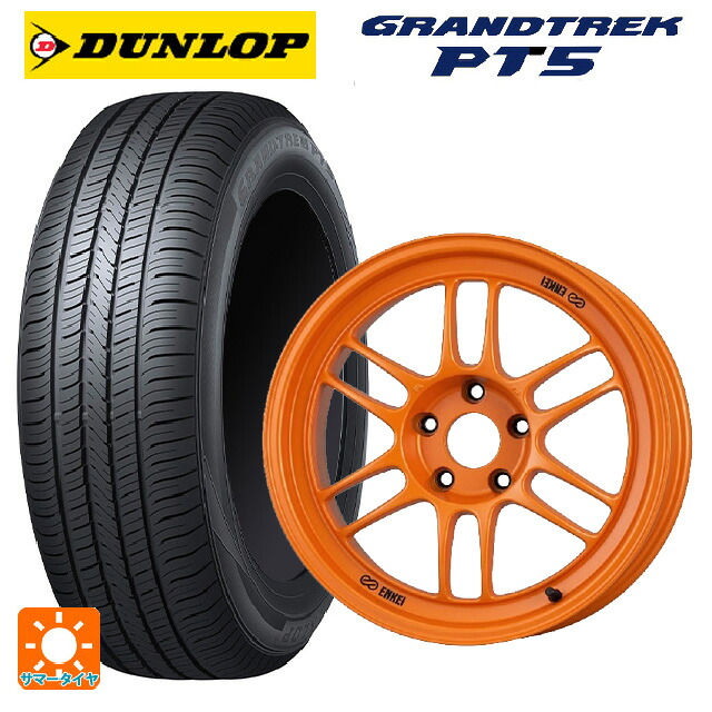 235/60R18 107V ダンロップ グラントレックPT5 エンケイ レーシング RPF1 グロスブラックxパパイヤイエロー 18-8.5J 国産車用 サマータイヤホイール4本セット|タイヤホイール専門店コニシタイヤ