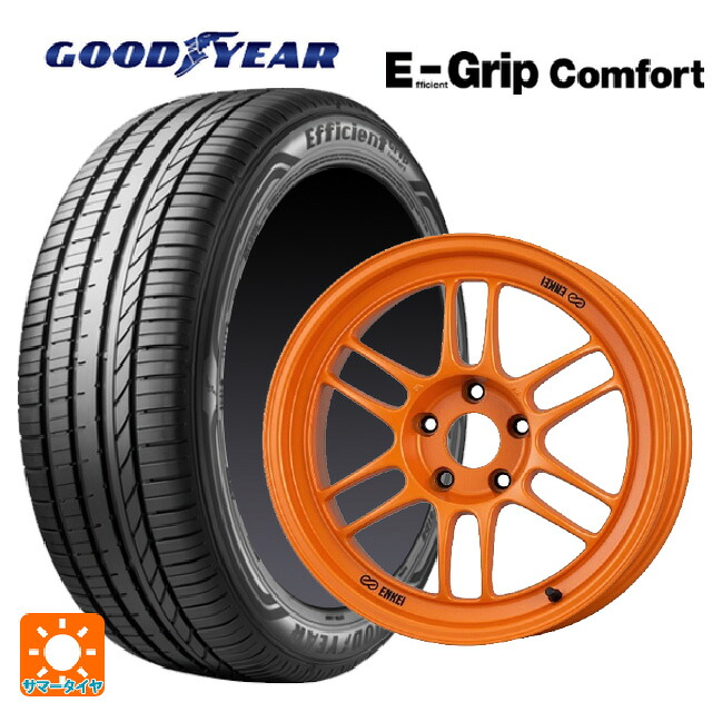 245/50R18 100W グッドイヤー エフィシェントグリップ コンフォート エンケイ レーシング RPF1 グロスブラックxパパイヤイエロー 18-8.5J 国産車用 サマータイヤホイール4本セット